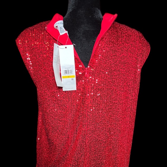 Calvin Klein - Red Sleeveless Sequins Top - Size M - Picture 5 of 5